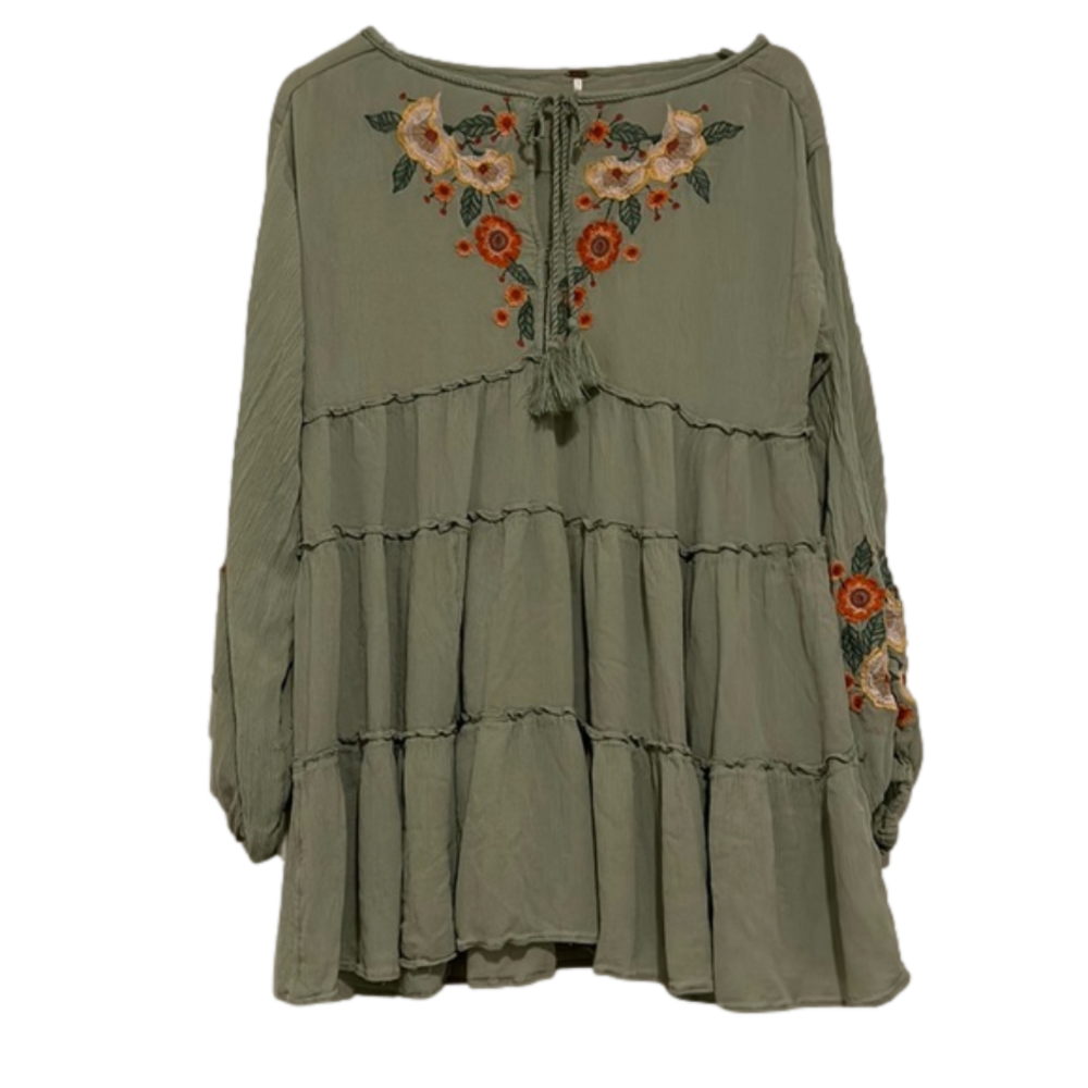 Free People Green Spell On You Embroidered Dress, Medium